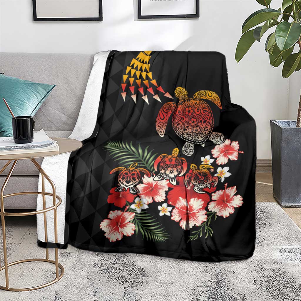 Hawaiian Hibiscus Turtle and Tropical Flower Blanket Dynamic Vibe LT03 - Polynesian Pride