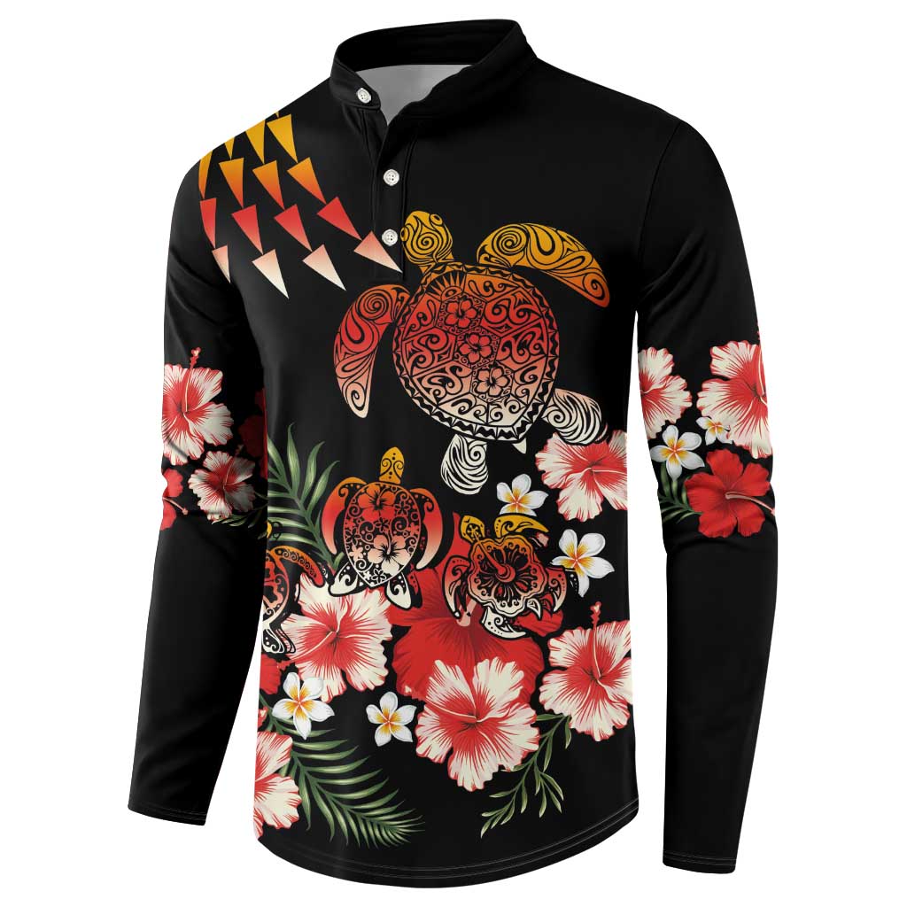 Hawaiian Hibiscus Turtle and Tropical Flower Button Sweatshirt Dynamic Vibe LT03 - Polynesian Pride