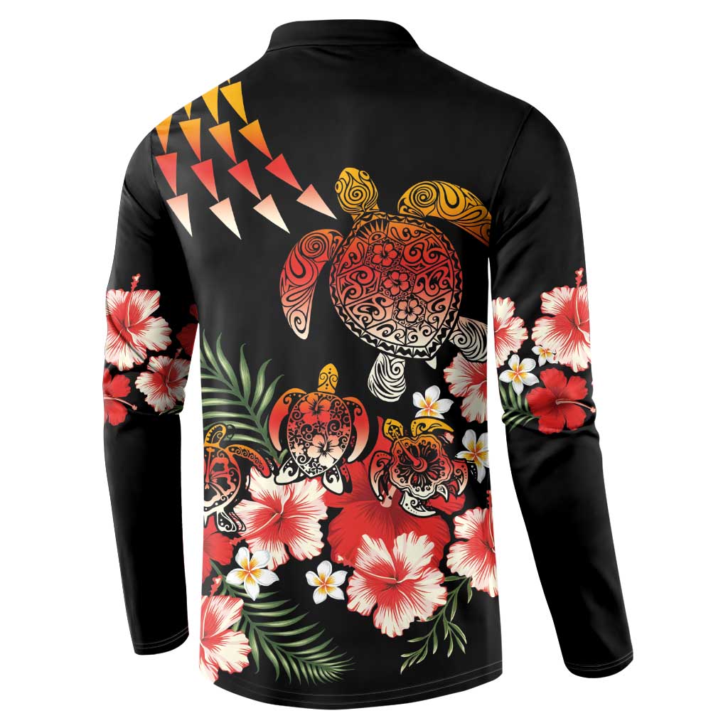 Hawaiian Hibiscus Turtle and Tropical Flower Button Sweatshirt Dynamic Vibe LT03 - Polynesian Pride