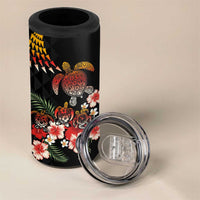 Hawaiian Hibiscus Turtle and Tropical Flower 4 in 1 Can Cooler Tumbler Dynamic Vibe