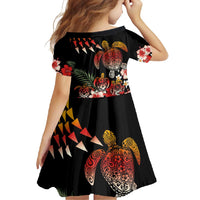 Hawaiian Hibiscus Turtle and Tropical Flower Family Matching Long Sleeve Bodycon Dress and Hawaiian Shirt Dynamic Vibe