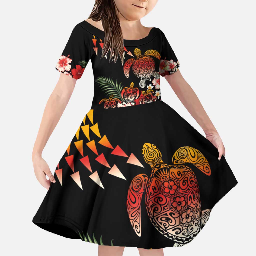 Hawaiian Hibiscus Turtle and Tropical Flower Family Matching Summer Maxi Dress and Hawaiian Shirt Dynamic Vibe