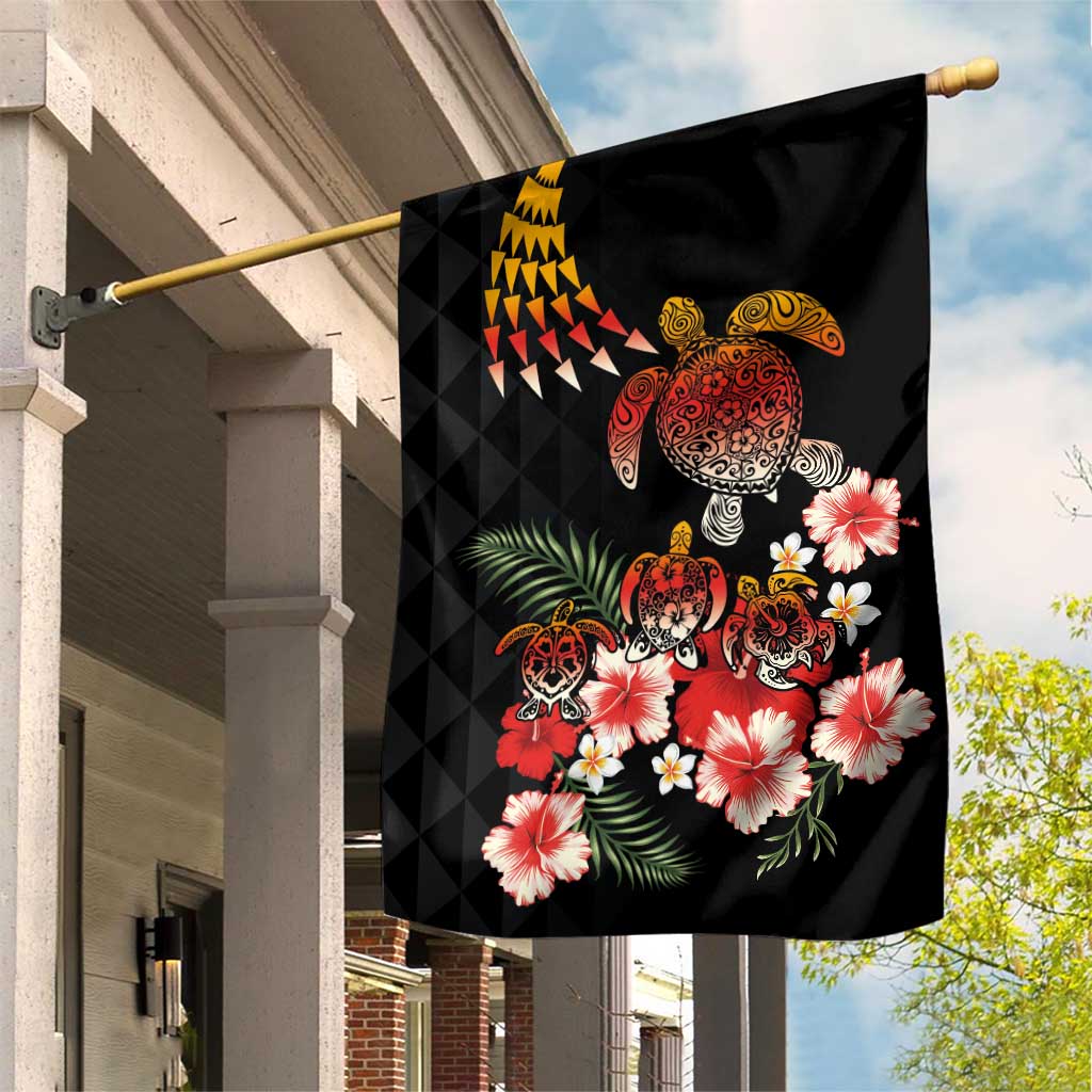 Hawaiian Hibiscus Turtle and Tropical Flower Garden Flag Dynamic Vibe