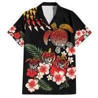 Hawaiian Hibiscus Turtle and Tropical Flower Hawaiian Shirt Dynamic Vibe LT03 Black - Polynesian Pride