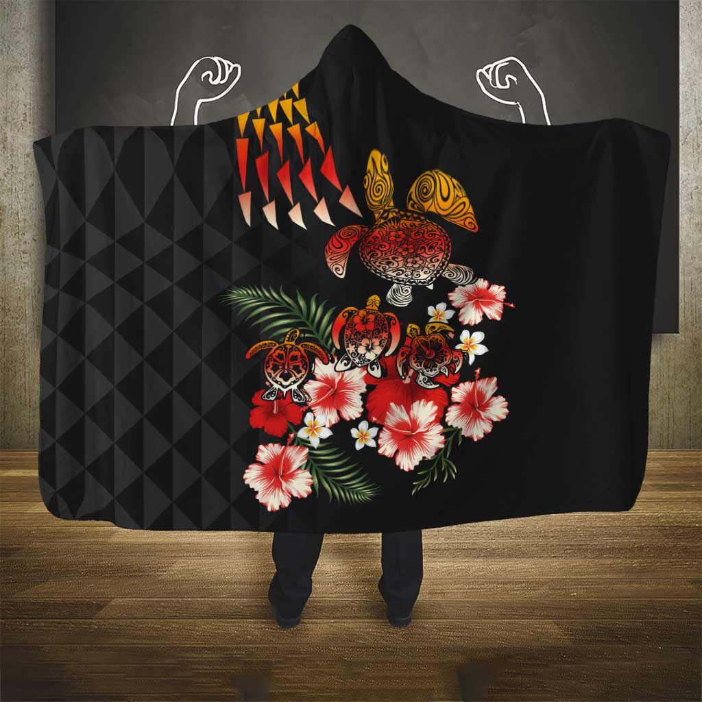 Hawaiian Hibiscus Turtle and Tropical Flower Hooded Blanket Dynamic Vibe LT03 - Polynesian Pride