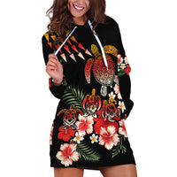 Hawaiian Hibiscus Turtle and Tropical Flower Hoodie Dress Dynamic Vibe