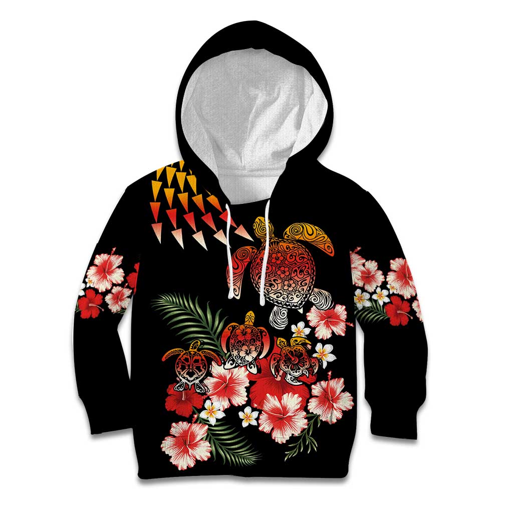 Hawaiian Hibiscus Turtle and Tropical Flower Kid Hoodie Dynamic Vibe