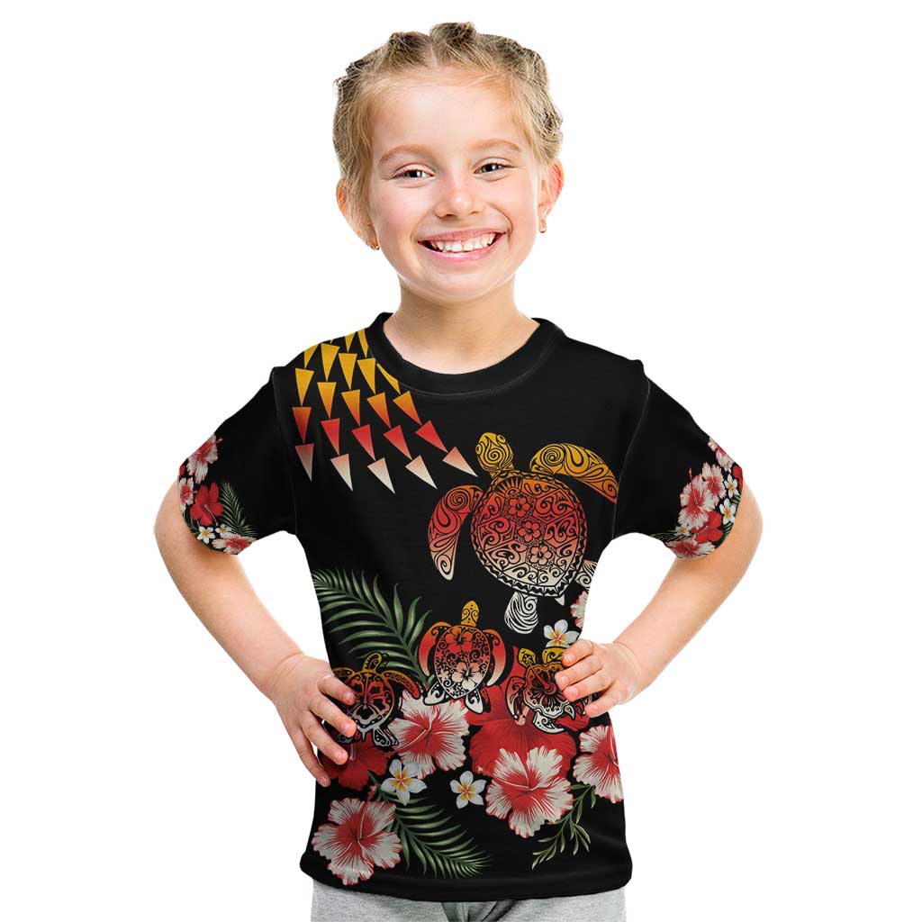 Hawaiian Hibiscus Turtle and Tropical Flower Kid T Shirt Dynamic Vibe