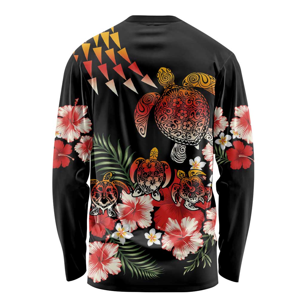 Hawaiian Hibiscus Turtle and Tropical Flower Long Sleeve Shirt Dynamic Vibe LT03 - Polynesian Pride