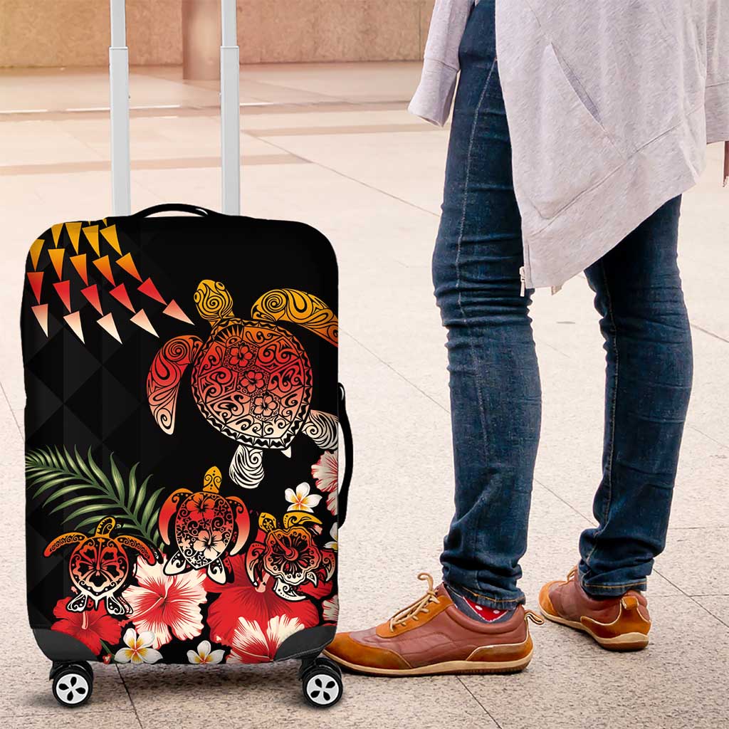 Hawaiian Hibiscus Turtle and Tropical Flower Luggage Cover Dynamic Vibe