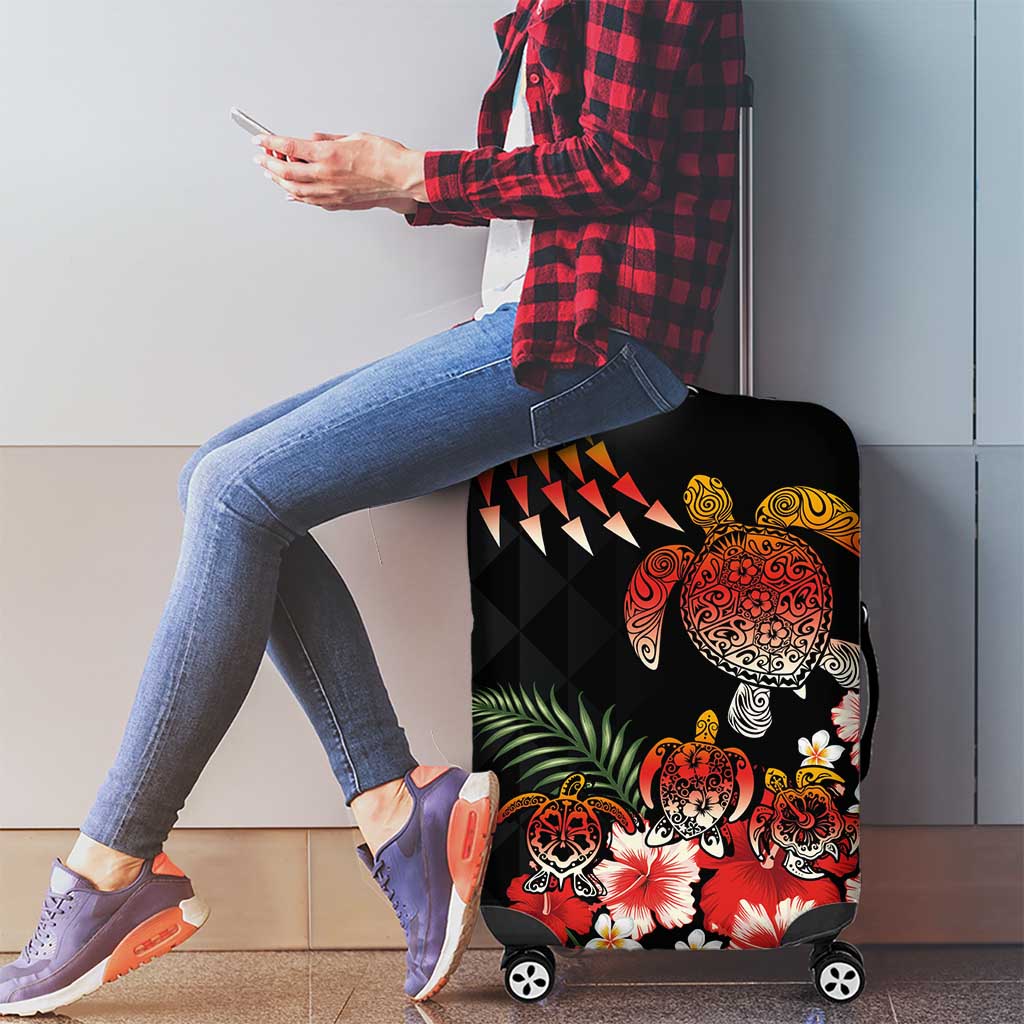 Hawaiian Hibiscus Turtle and Tropical Flower Luggage Cover Dynamic Vibe