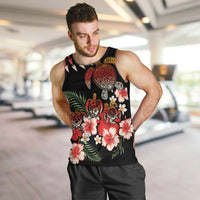 Hawaiian Hibiscus Turtle and Tropical Flower Men Tank Top Dynamic Vibe LT03 Black - Polynesian Pride