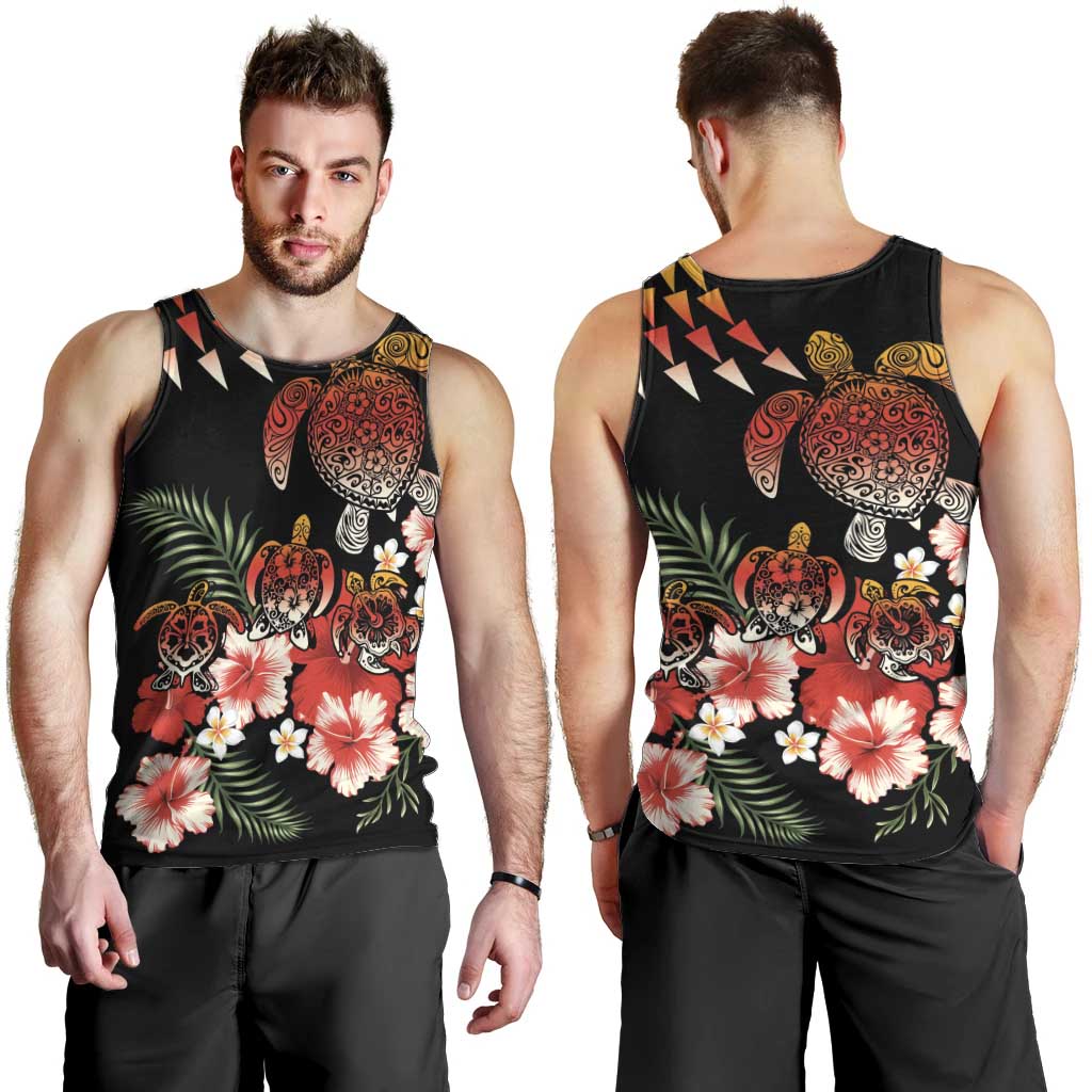 Hawaiian Hibiscus Turtle and Tropical Flower Men Tank Top Dynamic Vibe LT03 - Polynesian Pride