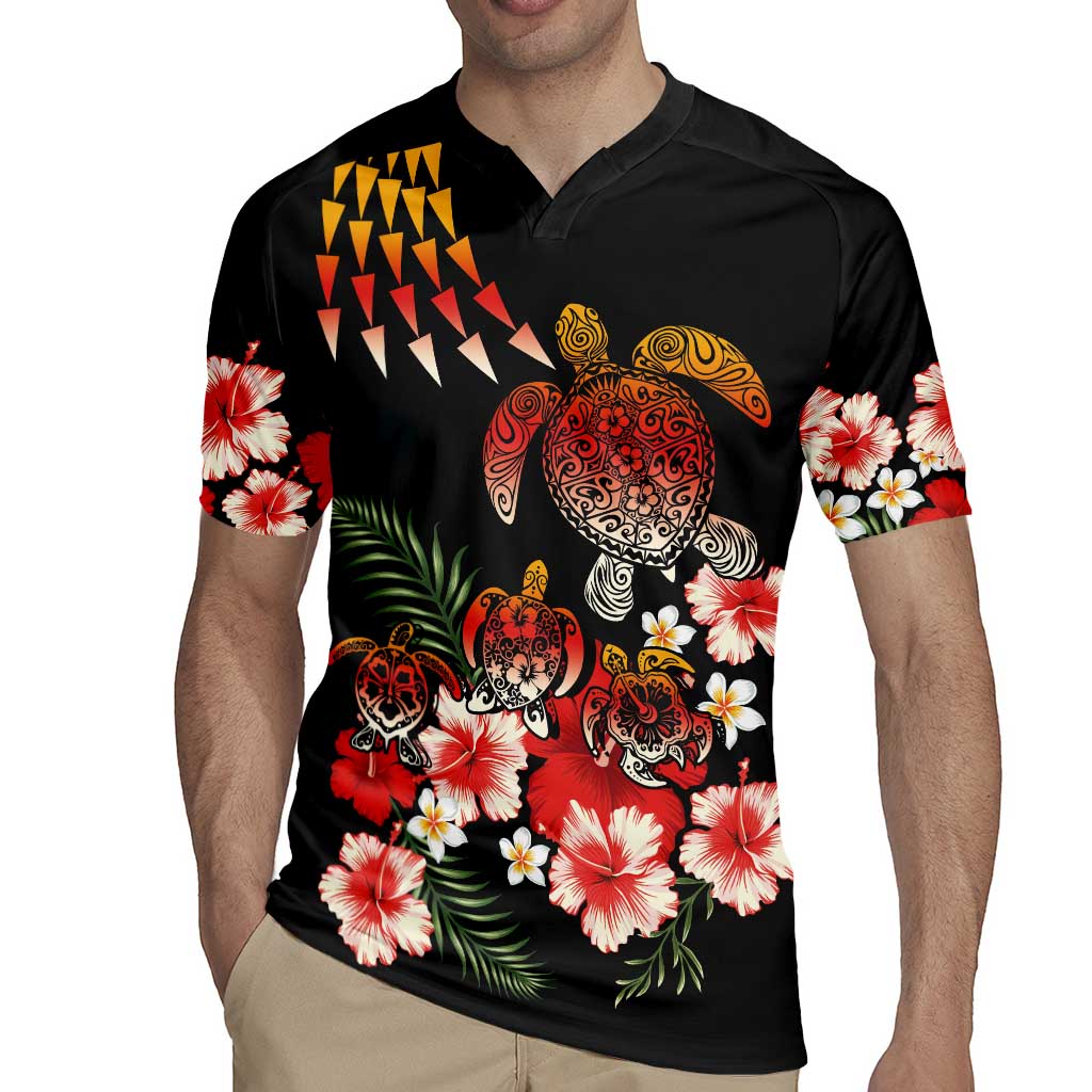 Hawaiian Hibiscus Turtle and Tropical Flower Rugby Jersey Dynamic Vibe