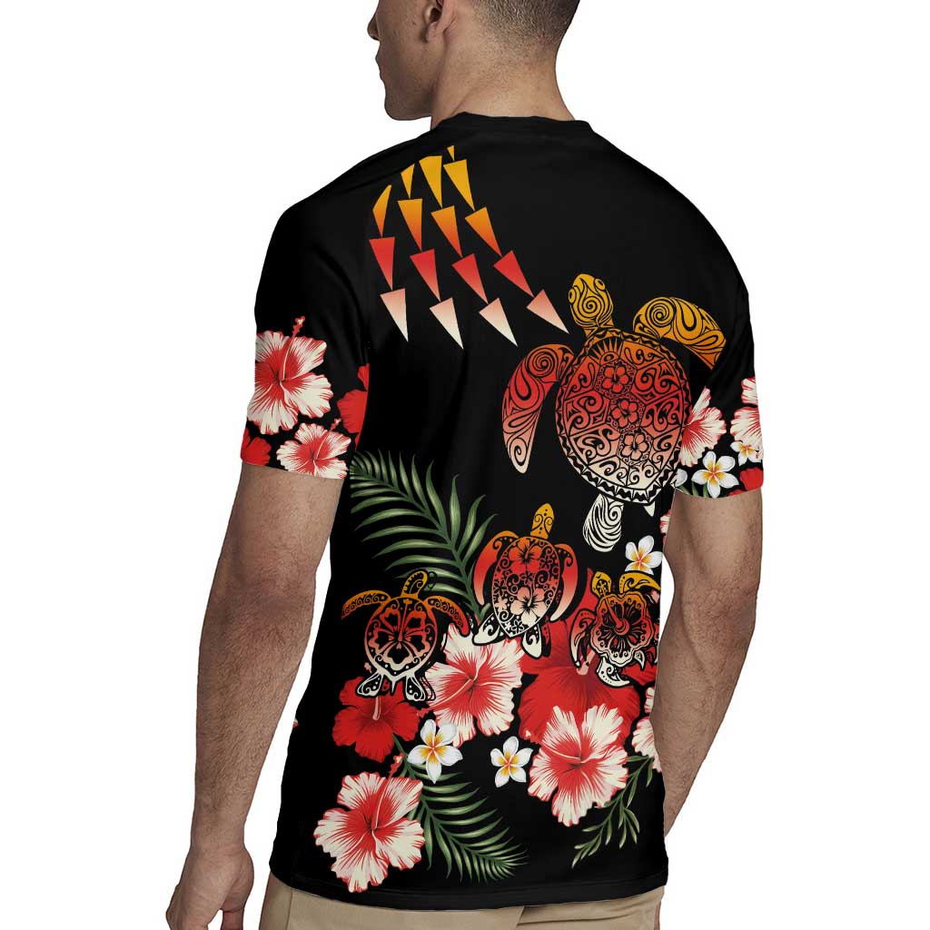 Hawaiian Hibiscus Turtle and Tropical Flower Rugby Jersey Dynamic Vibe