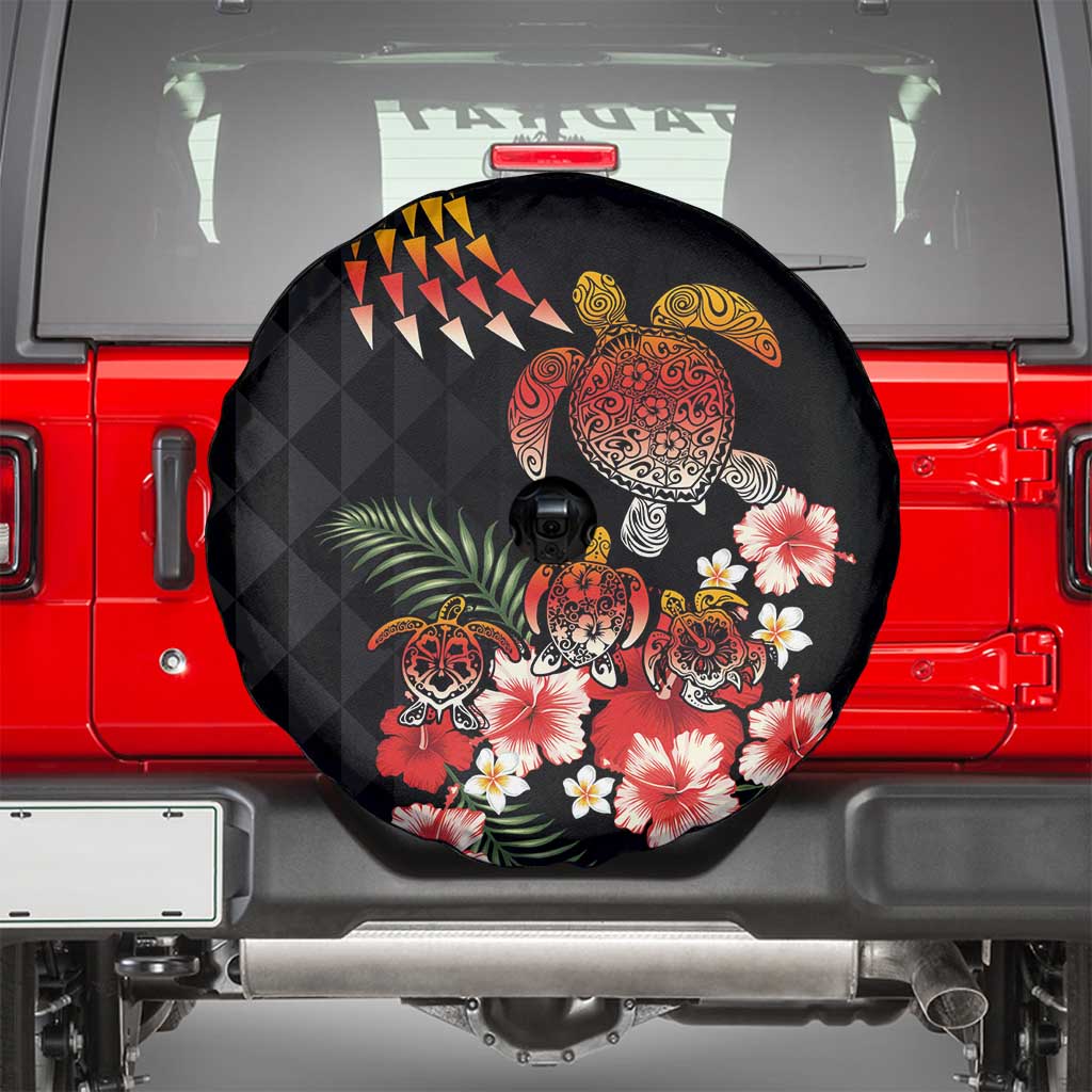 Hawaiian Hibiscus Turtle and Tropical Flower Spare Tire Cover Dynamic Vibe