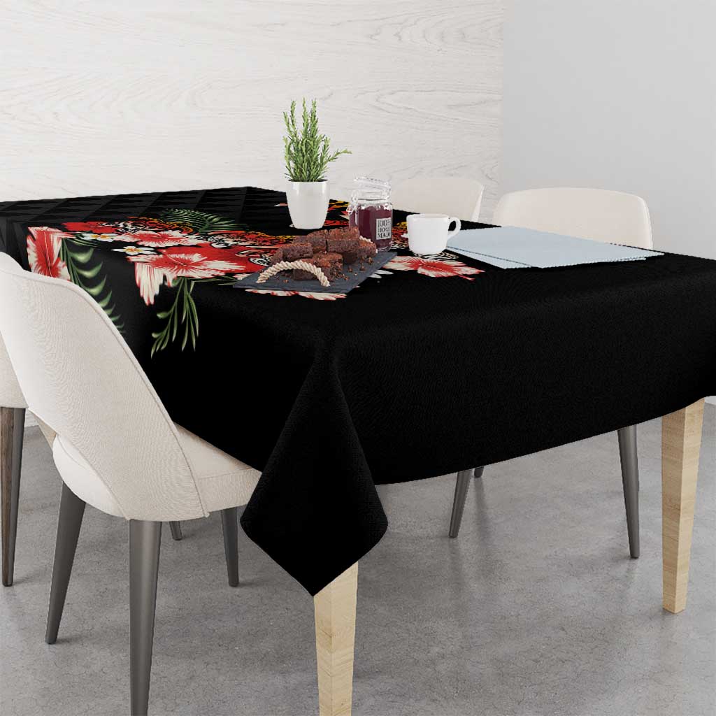 Hawaiian Hibiscus Turtle and Tropical Flower Tablecloth Dynamic Vibe LT03 - Polynesian Pride