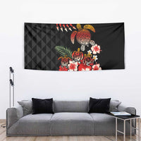 Hawaiian Hibiscus Turtle and Tropical Flower Tapestry Dynamic Vibe