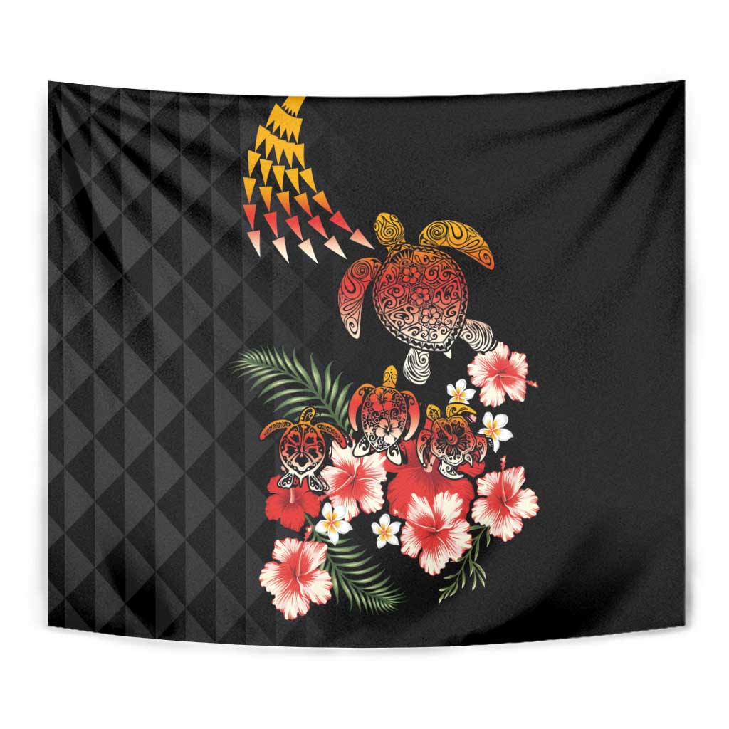 Hawaiian Hibiscus Turtle and Tropical Flower Tapestry Dynamic Vibe