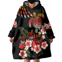 Hawaiian Hibiscus Turtle and Tropical Flower Wearable Blanket Hoodie Dynamic Vibe LT03 - Polynesian Pride