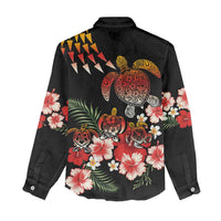 Hawaiian Hibiscus Turtle and Tropical Flower Women Casual Shirt Dynamic Vibe