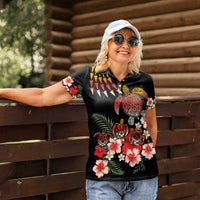 Hawaiian Hibiscus Turtle and Tropical Flower Women Polo Shirt Dynamic Vibe