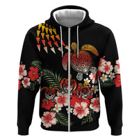 Hawaiian Hibiscus Turtle and Tropical Flower Zip Hoodie Dynamic Vibe