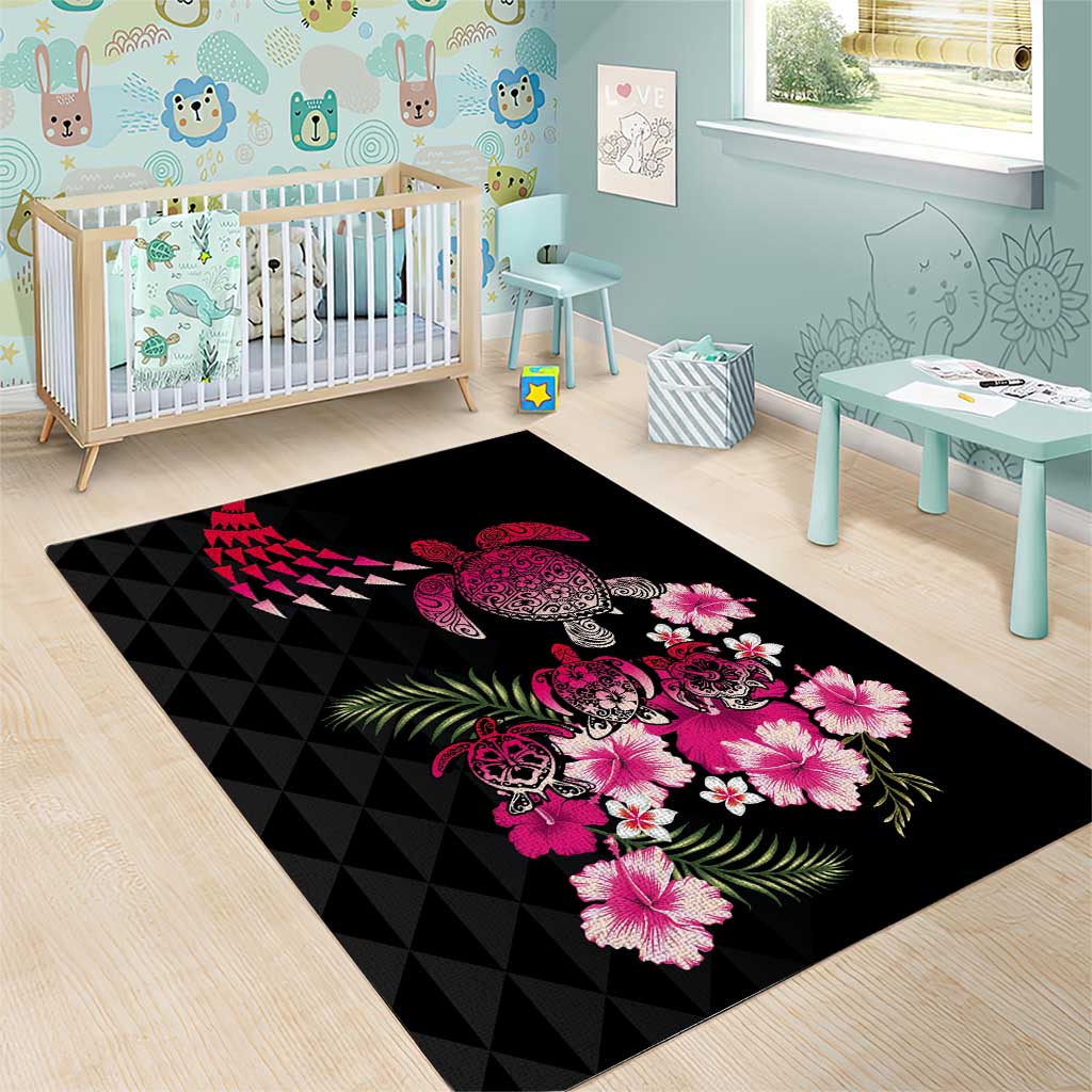 Hawaiian Hibiscus Turtle and Tropical Flower Area Rug Sweet Vibe