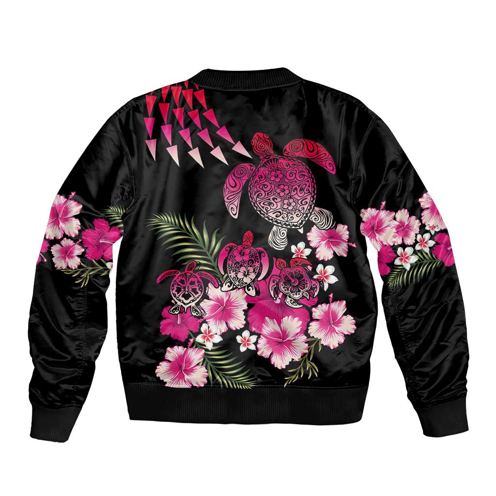 Hawaiian Hibiscus Turtle and Tropical Flower Bomber Jacket Sweet Vibe