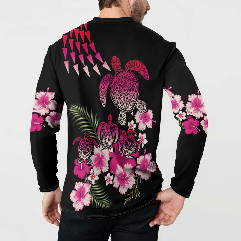 Hawaiian Hibiscus Turtle and Tropical Flower Button Sweatshirt Sweet Vibe LT03 - Polynesian Pride