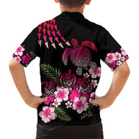 Hawaiian Hibiscus Turtle and Tropical Flower Family Matching Long Sleeve Bodycon Dress and Hawaiian Shirt Sweet Vibe