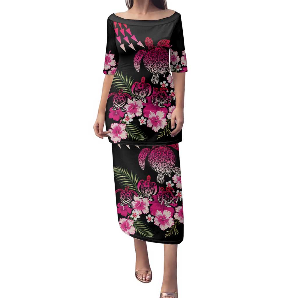 Hawaiian Hibiscus Turtle and Tropical Flower Family Matching Puletasi and Hawaiian Shirt Sweet Vibe