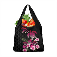 Hawaiian Hibiscus Turtle and Tropical Flower Grocery Bag Sweet Vibe LT03 1-pack One Size Black - Polynesian Pride