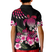 Hawaiian Hibiscus Turtle and Tropical Flower Kid Polo Shirt Sweet Vibe
