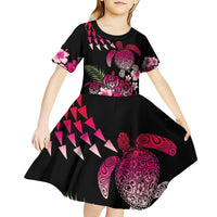 Hawaiian Hibiscus Turtle and Tropical Flower Kid Short Sleeve Dress Sweet Vibe LT03 - Polynesian Pride