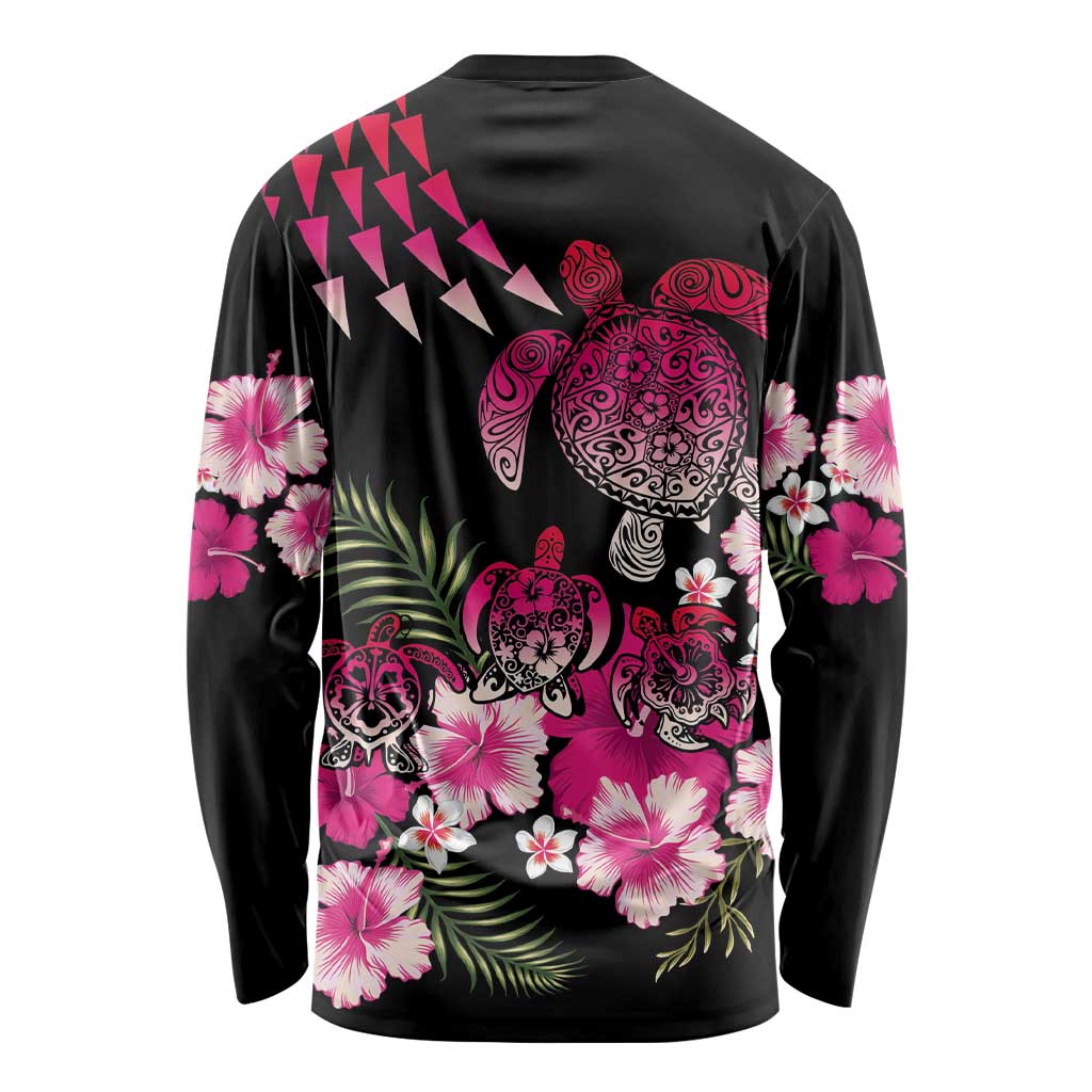 Hawaiian Hibiscus Turtle and Tropical Flower Long Sleeve Shirt Sweet Vibe LT03 - Polynesian Pride