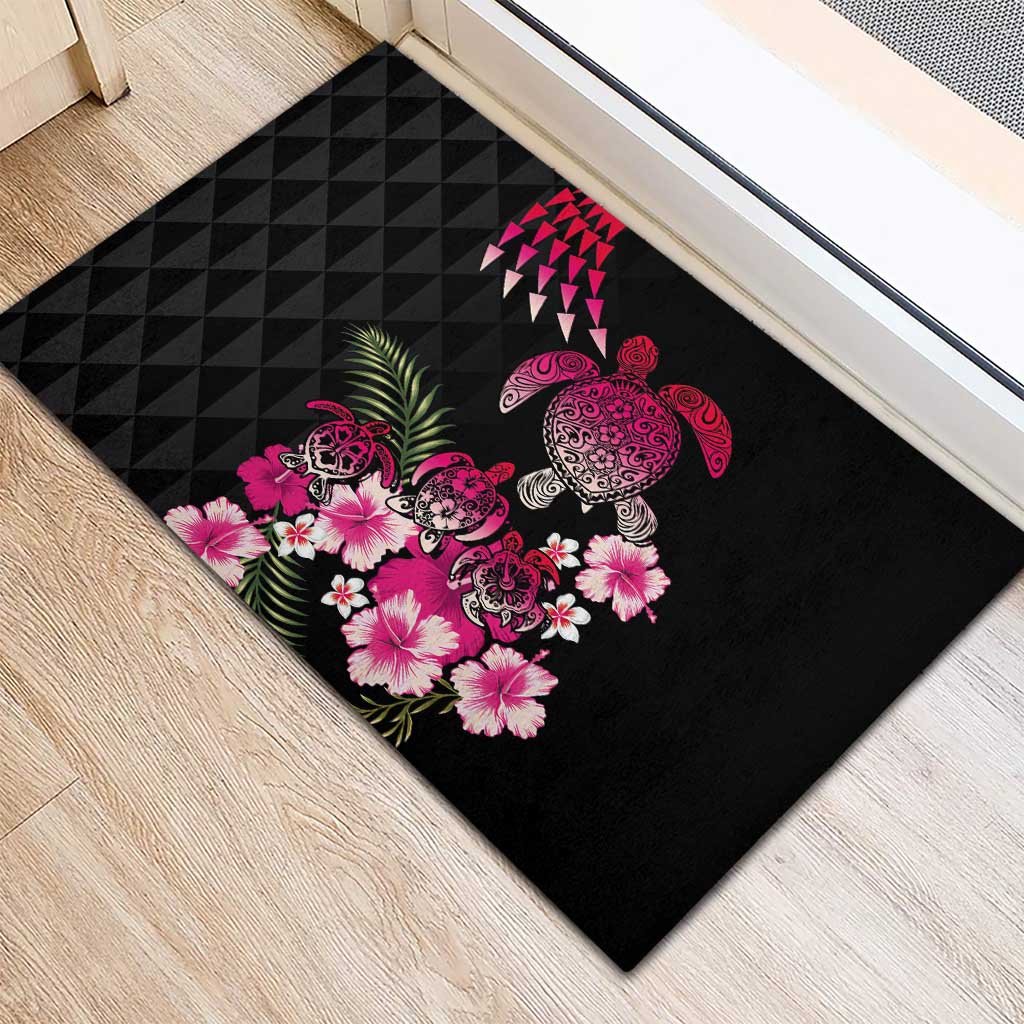 Hawaiian Hibiscus Turtle and Tropical Flower Rubber Doormat Sweet Vibe LT03 - Polynesian Pride
