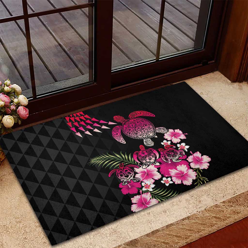 Hawaiian Hibiscus Turtle and Tropical Flower Rubber Doormat Sweet Vibe LT03 - Polynesian Pride