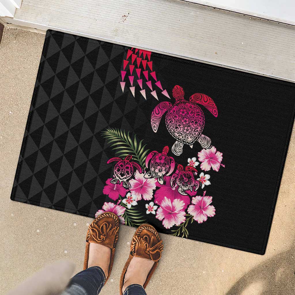 Hawaiian Hibiscus Turtle and Tropical Flower Rubber Doormat Sweet Vibe LT03 - Polynesian Pride