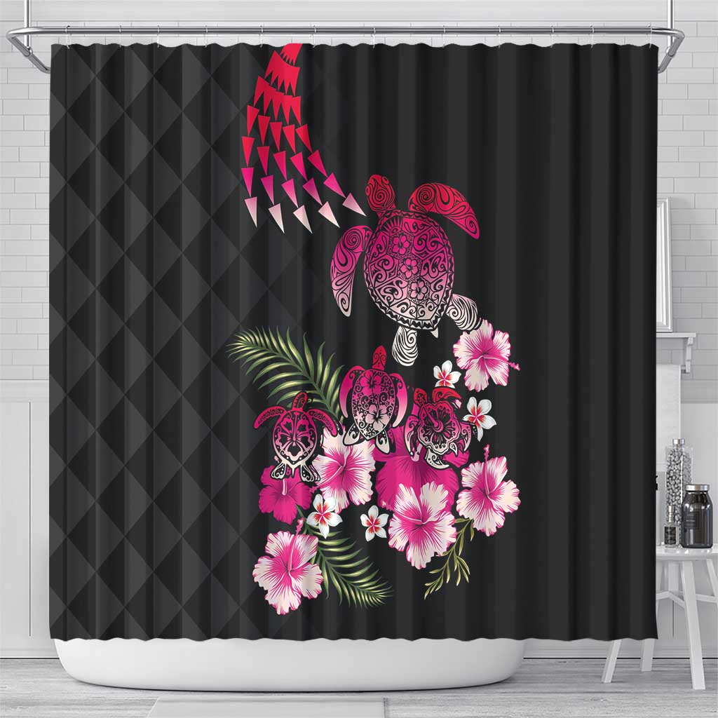 Hawaiian Hibiscus Turtle and Tropical Flower Shower Curtain Sweet Vibe