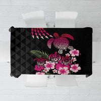 Hawaiian Hibiscus Turtle and Tropical Flower Tablecloth Sweet Vibe LT03 Black - Polynesian Pride