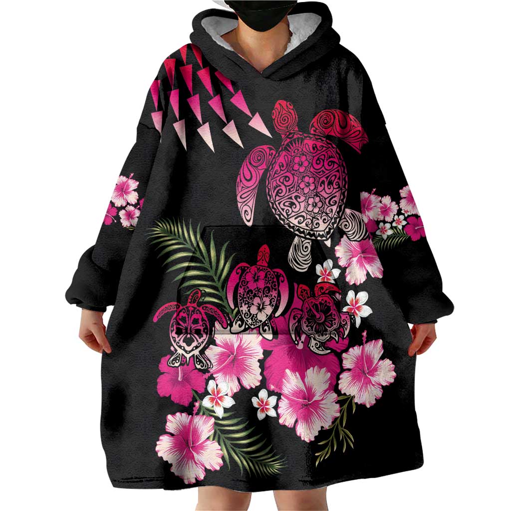 Hawaiian Hibiscus Turtle and Tropical Flower Wearable Blanket Hoodie Sweet Vibe LT03 - Polynesian Pride