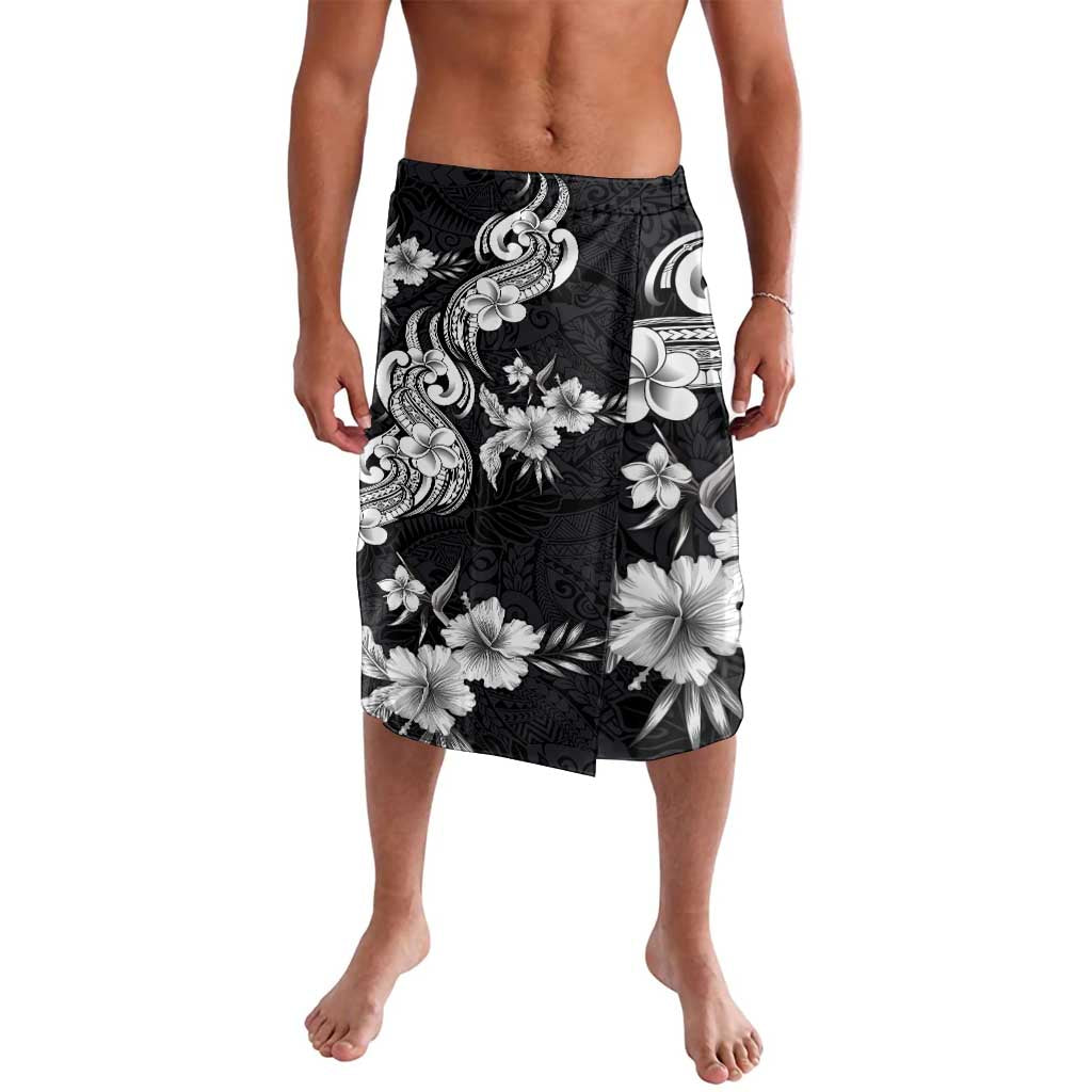 Hawaiian-Polynesian Art Tattoo Lavalava Hibiscus and Plumeria Grayscale