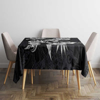 Hawaiian-Polynesian Art Tattoo Tablecloth Hibiscus and Plumeria Grayscale