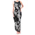 Hawaiian-Polynesian Art Tattoo Tank Maxi Dress Hibiscus and Plumeria Grayscale