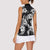 Hawaiian-Polynesian Art Tattoo Women Sleeveless Polo Shirt Hibiscus and Plumeria Grayscale