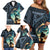 Samoan Siapo Motif and Siva Afi Dance Family Matching Off Shoulder Short Dress and Hawaiian Shirt