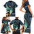 Samoan Siapo Motif and Siva Afi Dance Family Matching Short Sleeve Bodycon Dress and Hawaiian Shirt