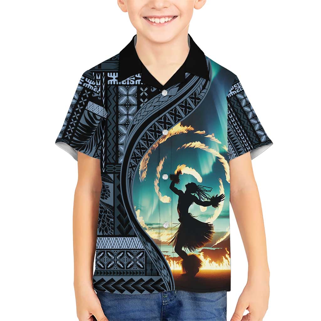 Samoan Siapo Motif and Siva Afi Dance Kid Hawaiian Shirt