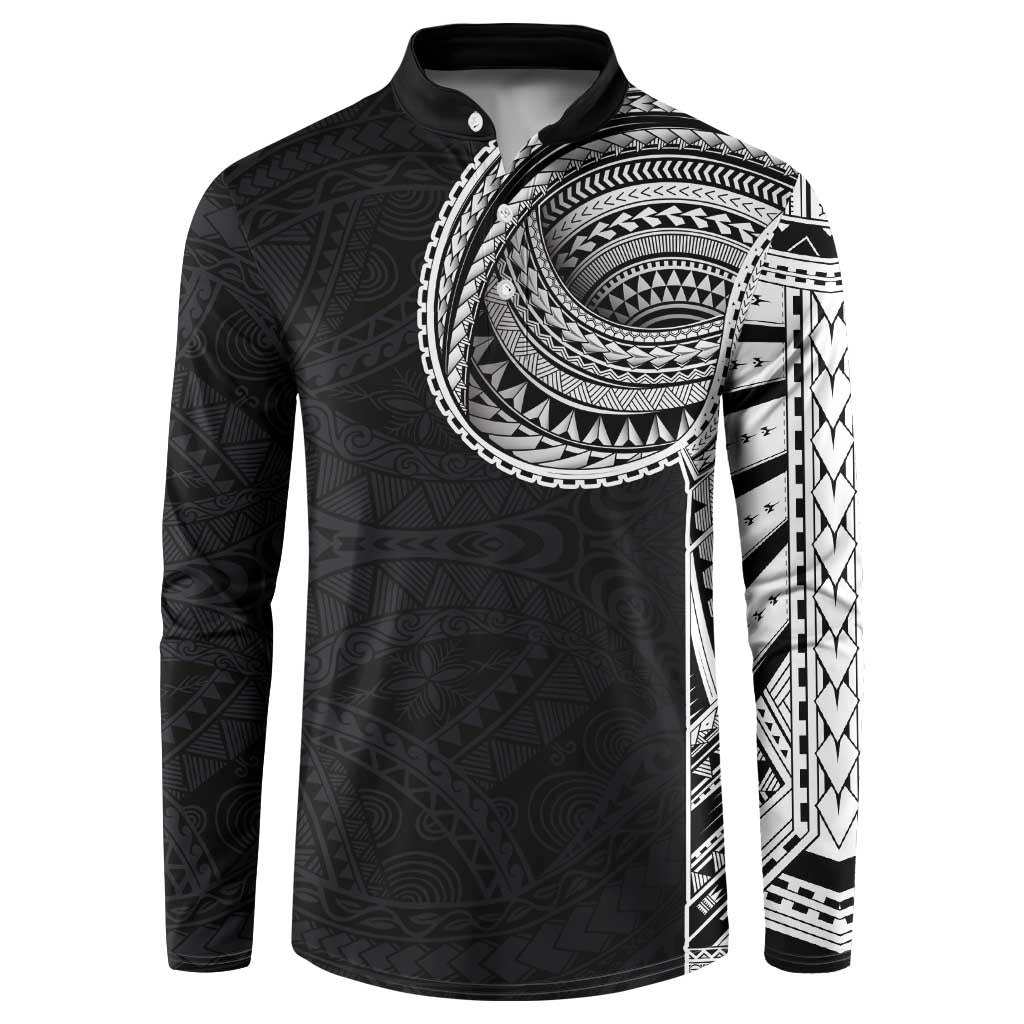 Samoan Art Tattoo Polynesian Pattern Button Sweatshirt